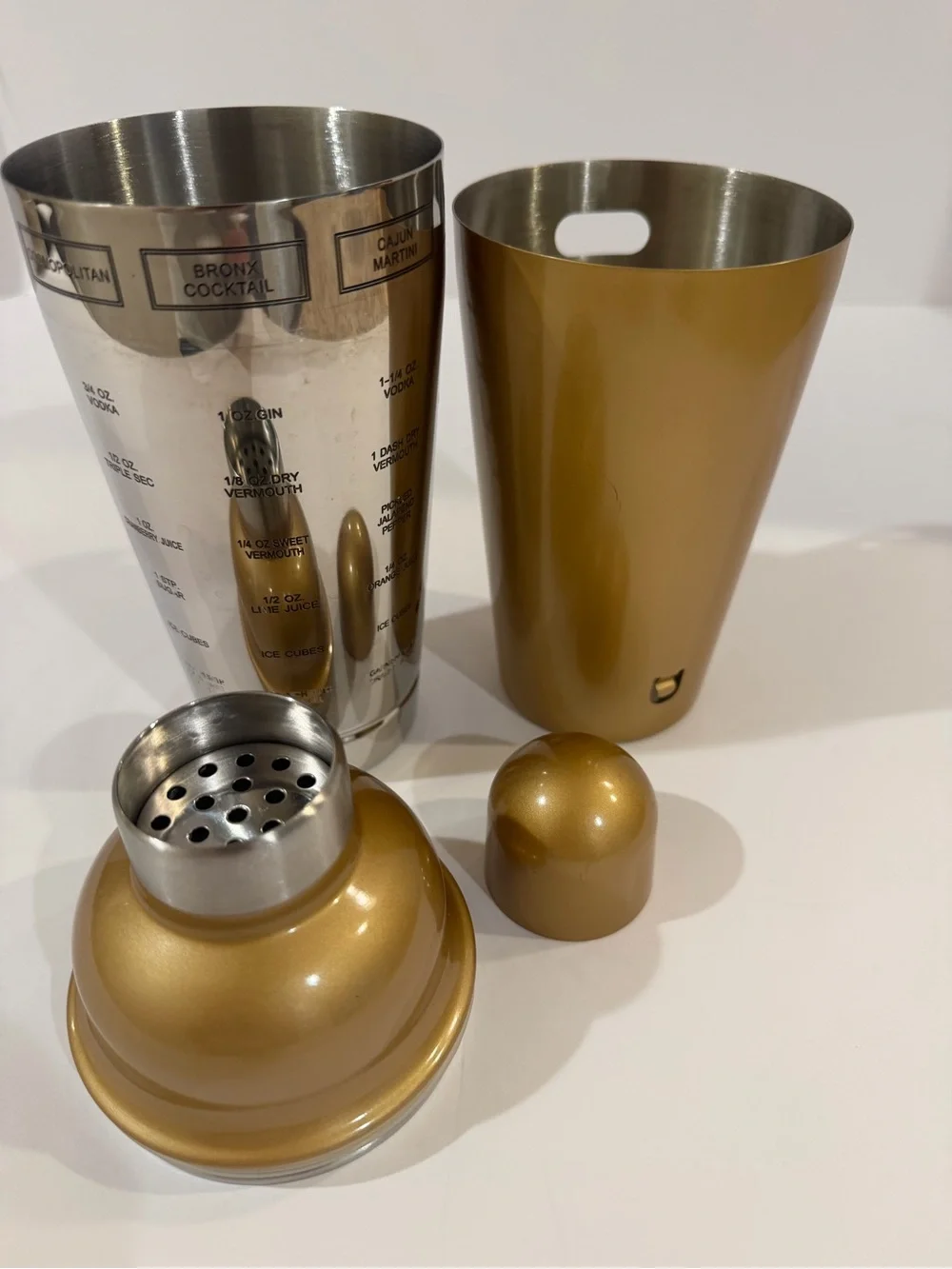 Gold Stainless Steel Cocktail Shaker Set - Home Dining